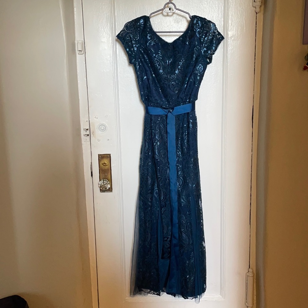 Navy blue sequin gown